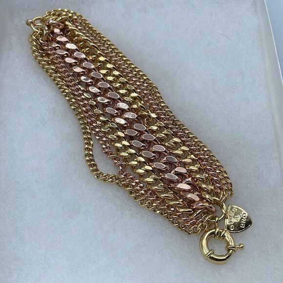Giles & Bro 7 strands large chain bracelet. Rose & yellow gold colored. - Picture 4 of 9